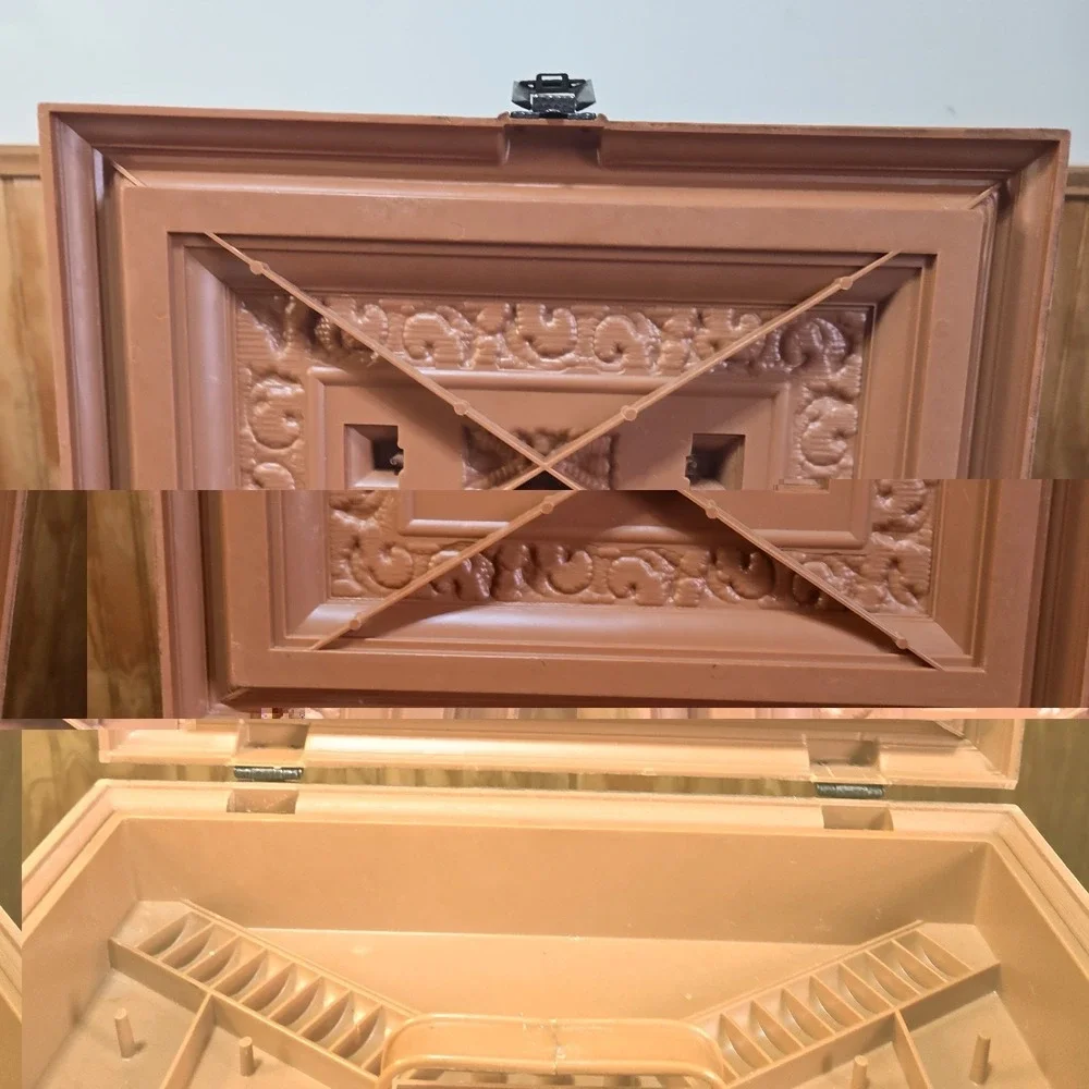 Vintage 1970's Max Klein Brown Faux-Wood Plastic Sewing Box (15